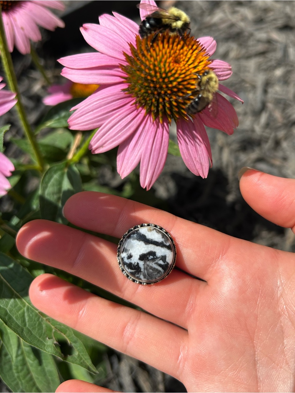 White Buffalo 925 Sterling Silver Statement Ring Size 9